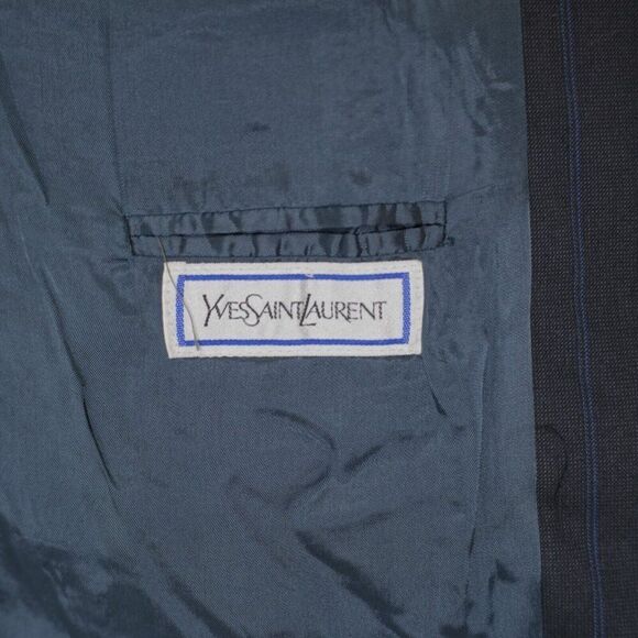 Yves Saint Laurent Wool Blue Check Striped‎ 2 Button Suit Jacket 42R France - Picture 9 of 14